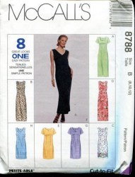 8788 MCCALLS 8 EZ SEMI FIT SLEEVES OR NOT DRESS PATTERN 8-12,  12-16, or 18-22 CHOICE uncut